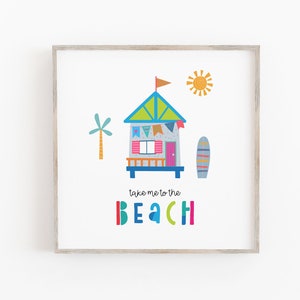 Kids Beach Print, Kids Room Posters, Beach, Ocean, Kids Room Decor, Art Print, Digital Print, Kids Room, Colorful, Beach House, Kids Beach