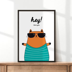 Cat Kids Print, Positive Affirmations, Kids Prints, Cat Poster, Bright Kids Art, Love Print, Positive Poster, Cat art, Printable Art, Cats