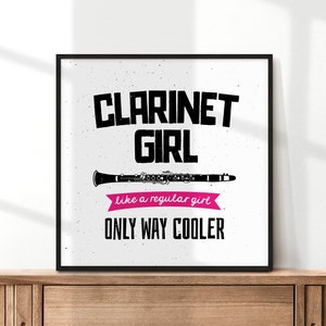 Printable Clarinet Poster, Clarinet Print For Girls, Printable Kids Print, Music Print for Kids, Clarinet Art, Print for Girls Room, Digital