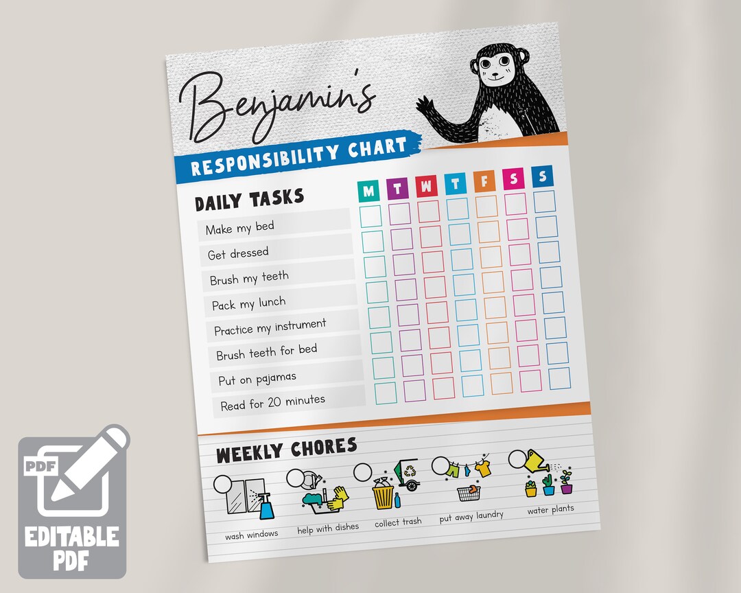 Editable Chart for Kids Printable to Do List to Do List for - Etsy