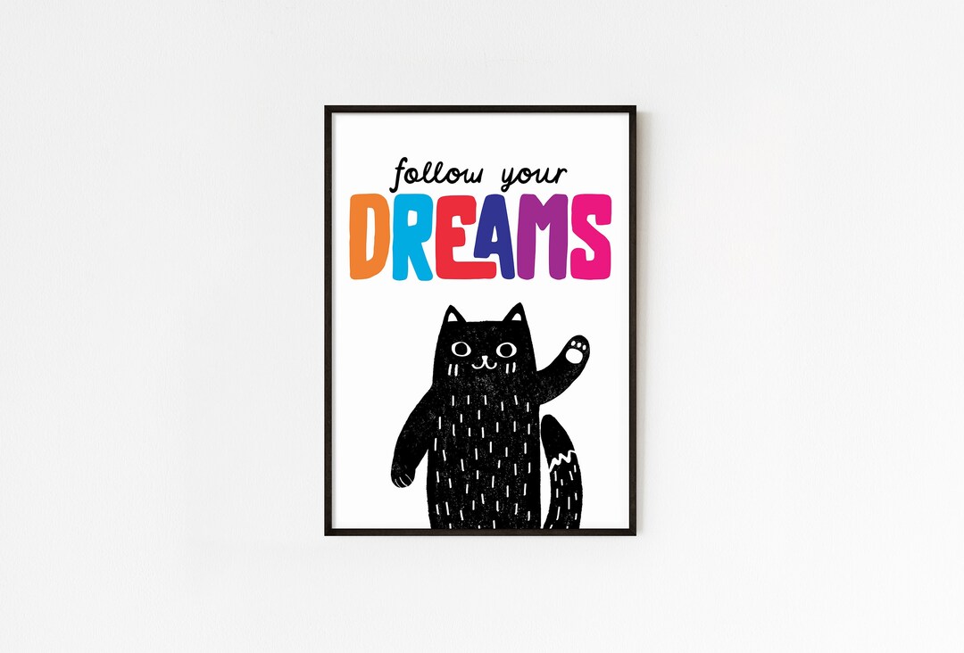 Cat Kids Print, Positive Affirmations, Kids Prints, Dreams Poster ...