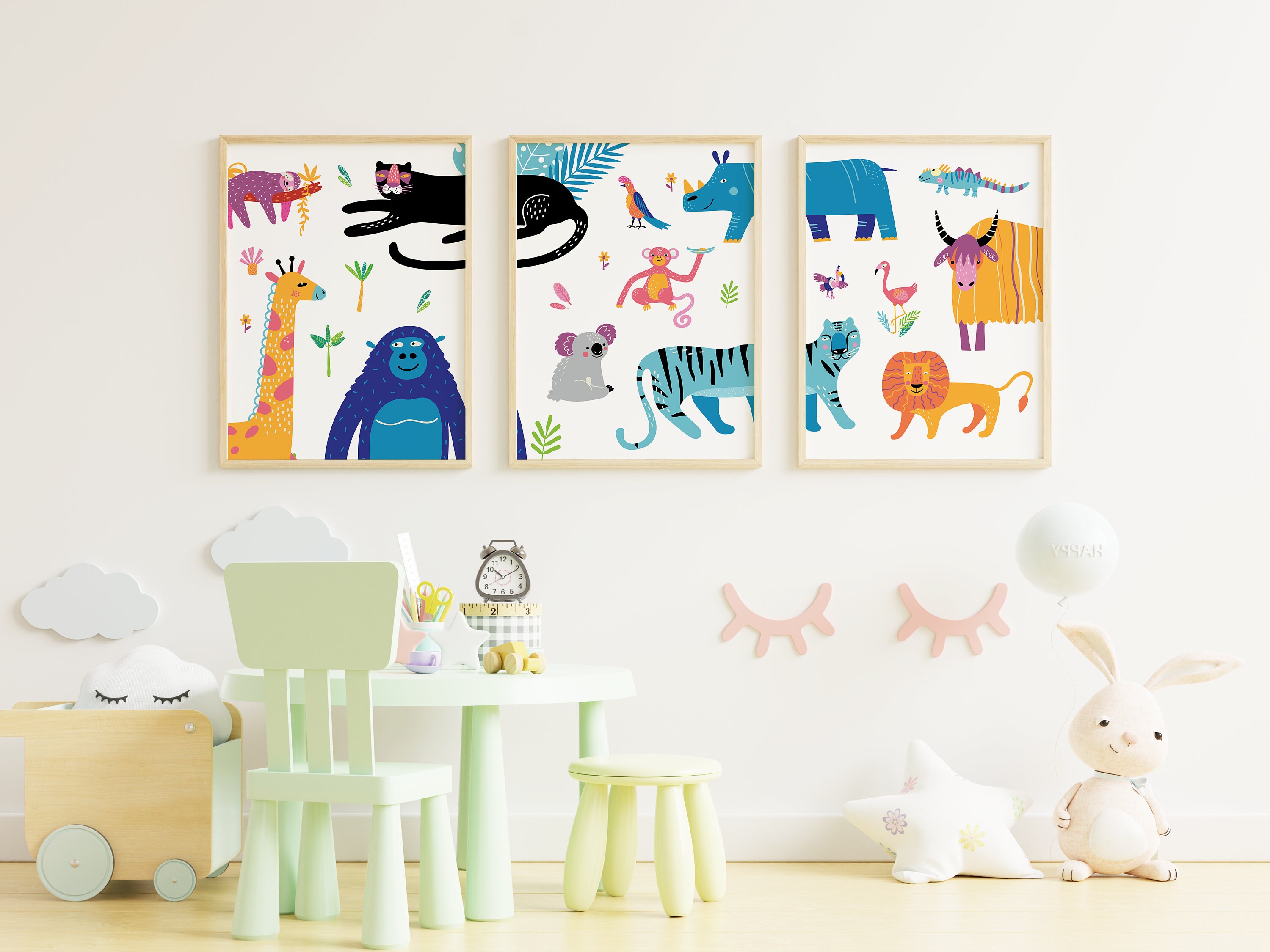 Set of 3 Animal Prints Kids Prints Kids Poster Classroom - Etsy