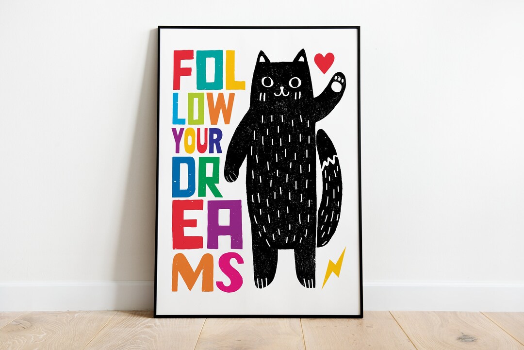 Cat Kids Print, Positive Affirmations, Kids Prints, Dreams Poster ...