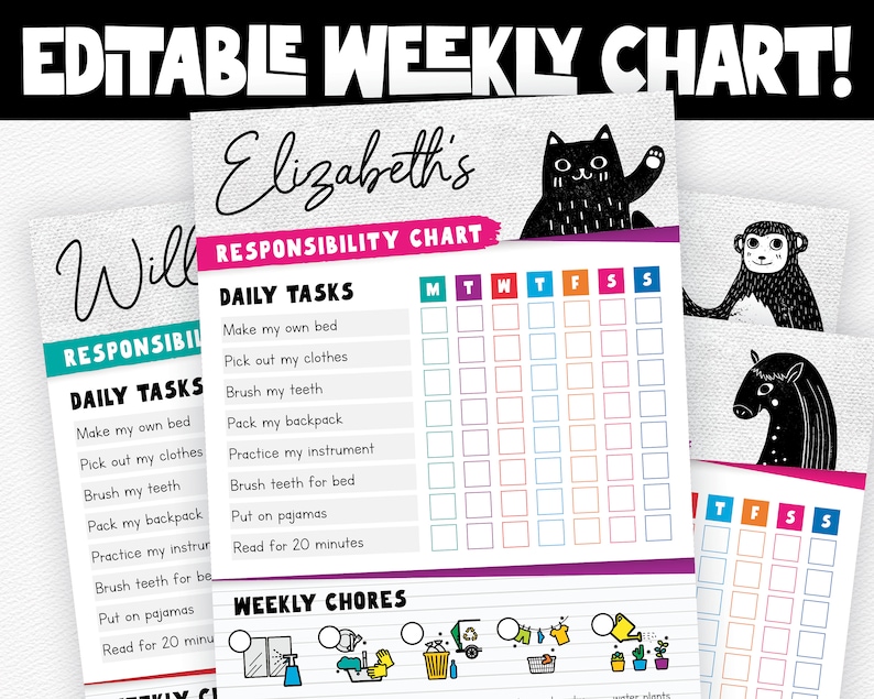 Editable Chart for Kids, Printable to Do List, to Do List for Kids ...