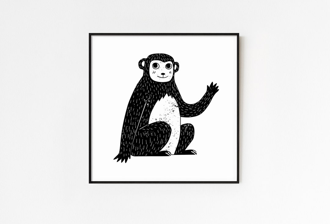 Printable Monkey Poster, Monkey Art, Printable Animal Art, Printable
