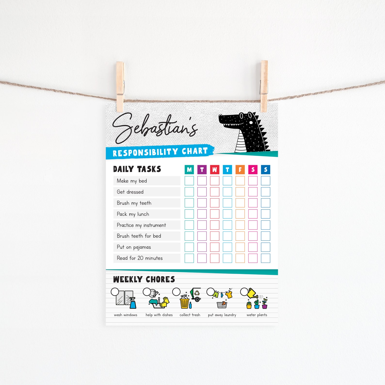 Editable Chart for Kids Printable to Do List to Do List for - Etsy