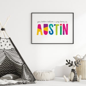 Custom Nursery Art, Regalo para niños, Ciudad natal, Habitación para niños, Impresión digital, Habitación para bebés, Baby Shower, Estado personalizado, Ciudad personalizada, Lugar de nacimiento imagen 2
