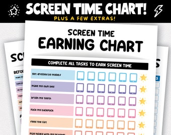 Gráfico de tiempo de pantalla Gráfico de tareas de tiempo de pantalla Gráfico editable para niños Rutina diaria para niños Rutina diaria editable para niños Gráfico de tareas de rutina