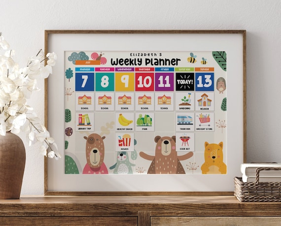 Kids Weekly Planner Printable Homeschool Planner Printable Routine Chart for Kids Editable Morning Routine Montessori Calendar Printable
