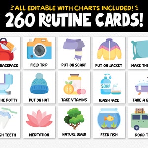Daily Routine for Kids Toddler Routine Chart Editable Visual Schedule Montessori Preschool Homeschool Daily Visual Routine Chart with Cards