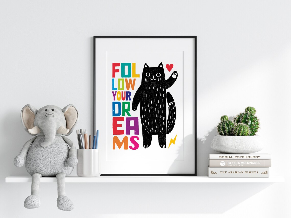 Cat Kids Print Positive Affirmations for Kids Dreams Poster Playroom ...