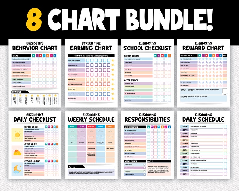 Editable Chart for Kids Printable to Do List Daily Routine for - Etsy