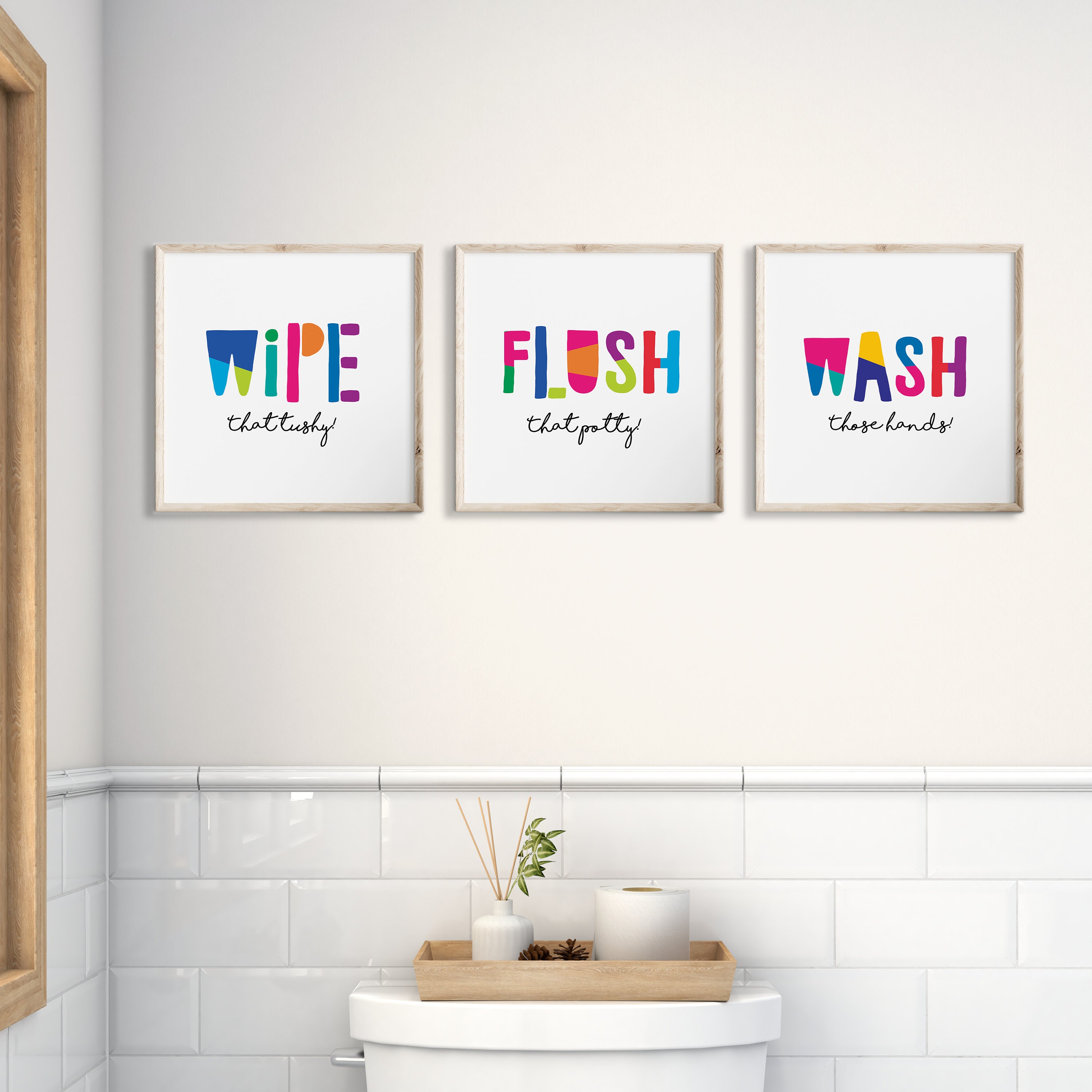 Set of 3 Bathroom Prints for Kids, Kids Prints, Kids Poster, Homeschool ...