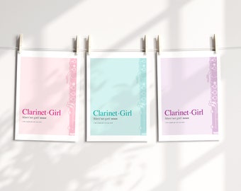 Poster per clarinetto, 3 opzioni di colore, Stampa stampabile per bambini, Stampa per clarinetto, Stampabile, Musica, Stampa musicale, Clarinetto, Camera per bambini, Arte del clarinetto