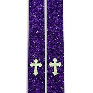 Clergy Stole, Purple Clergy Stole, Purple Cosmic Clergy Stole, Advent Clergy Stole, Lent Clery Stole, Personalized Embroidery