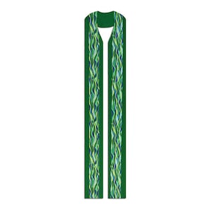 Clergy Stole, Green Clergy Stole, Ordinary Time Clergy Stole, Flowing Waters of Life Clergy Stole, Personalized Embroidery on Lining