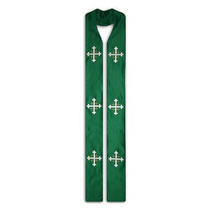 Clergy Stole, Personalized, Jerusalem Cross Clergy Stole, Ordinary Time Clergy Stole, Green Clergy Stole, Priest Stole, Pastor Stole, Stole