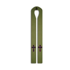 Clergy Stole, Personalized, Green Clergy Stole, Ordinary Time Clergy Stole, Green Clergy Stole with applique crosses, Personalized