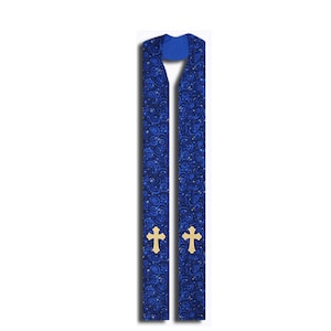 Clergy Stole, Blue Clergy Stole, Epiphany Star 2 Clergy Stole, Advent Clergy Stole, Vestment, Personalized Embroidery on linning, Advent