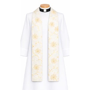 White Clergy Stole, Wedding stole, Floral, Gold, Glory Stole, Personalized Embroidery