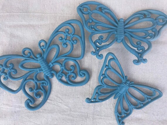 青い蝶の壁掛け - Etsy 日本