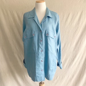 AZURE - linen sky blue chore coat xl