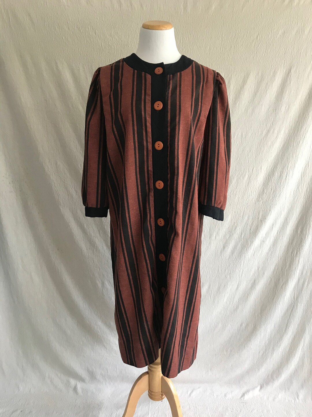 brown sack dress CACAO - Striped Rust and Black Oversize burlap sack clothing