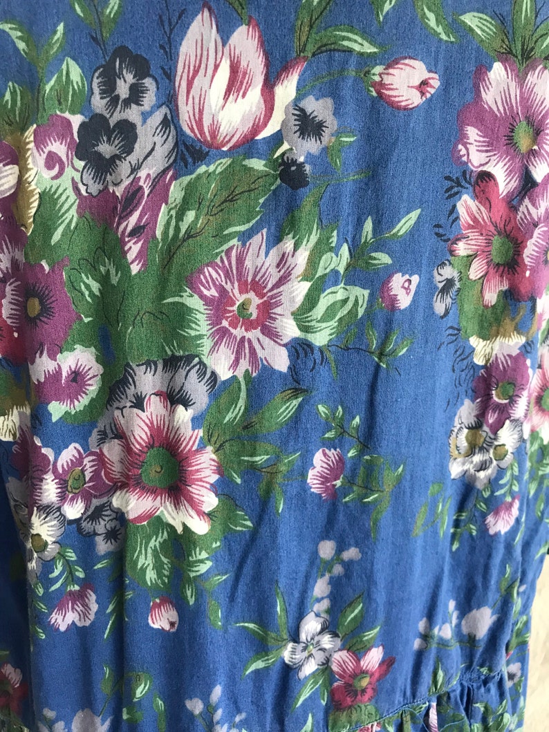AZURE cerulean blue and purple floral maxi market dress | Etsy