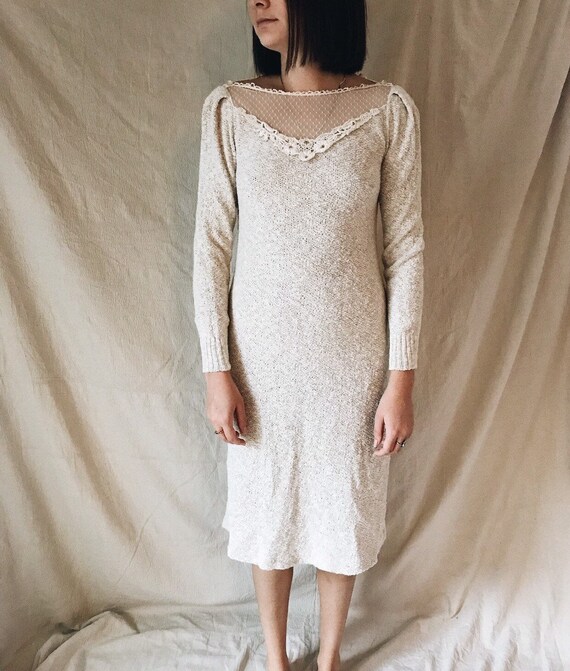 cream knit sweater dress