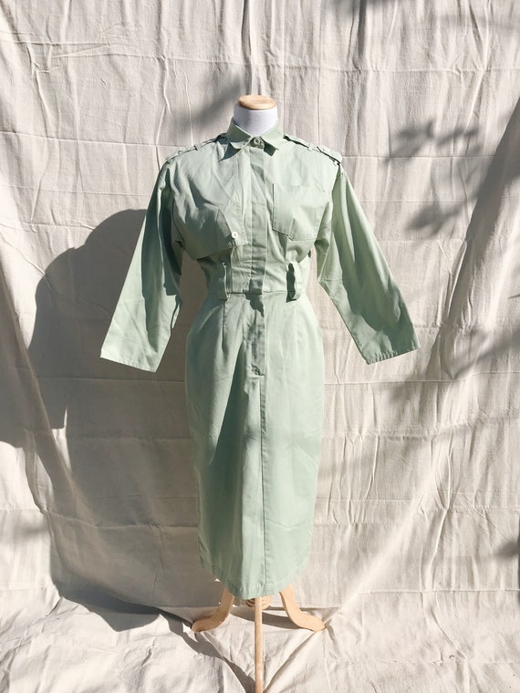 80's Lerner! Cargo sage green military style dress