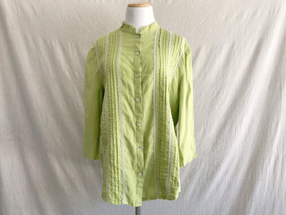 FERNE - linen lime green beachy summer blouse