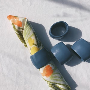 blue melamine set of 4 napkin rings
