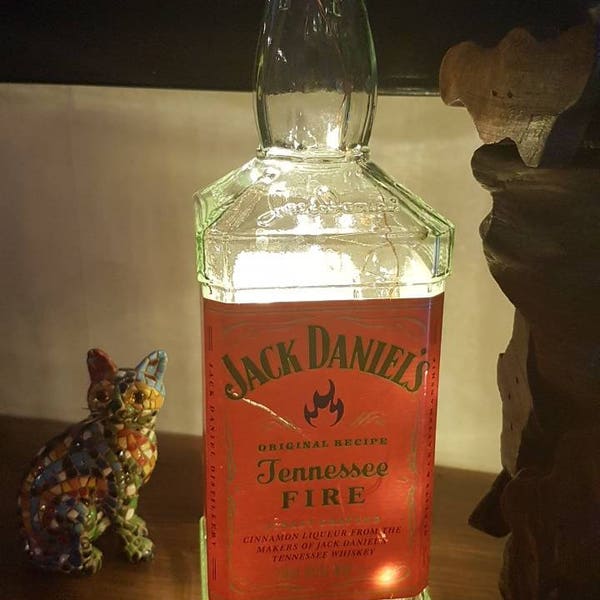Whisky bottle light lamp. Warm white LEDs. JD Fire. Mood lighting