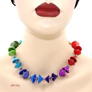 Super beautiful colorful, short necklace necklace like a rainbow handmade unique INTHERAINBOW made of polymer clay