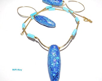 Jewellryset turkey/blue/gold*BLUESTONE *