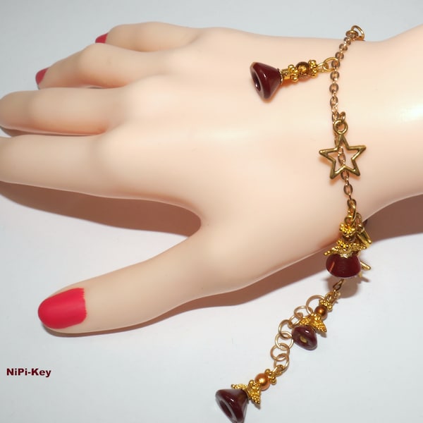Bracelet angel burgundy gold WEINSEELIG unique handcrafted from polymer clay, polymer clay