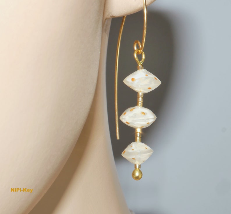 unique graceful set in white Jewelry set GOLDP\u00dcNKTCHEN enchanting hand-painted feather-light transparent gold handmade high-quality shimmering