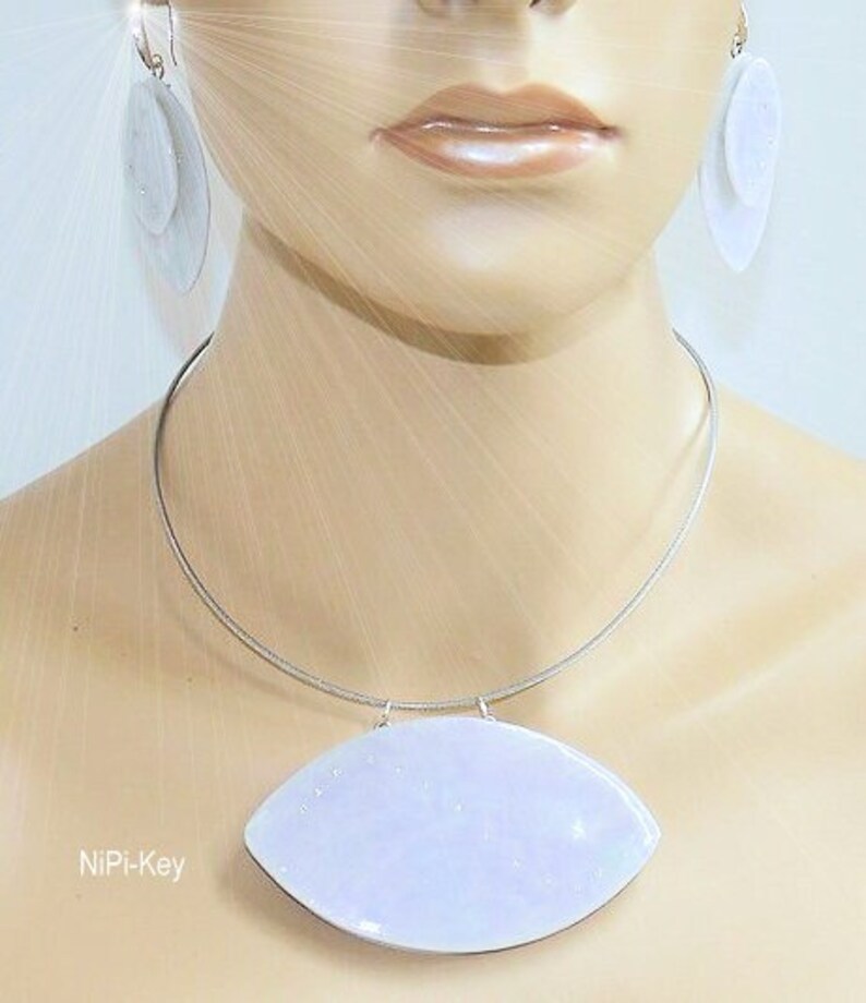 Necklace glittery short choker choker earrings in opal look with Swarovski stones without ring OPALINAS DREAM made of polymer clay, polymer clay image 2