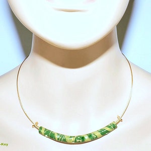 Chain necklace choker choker olive gold Swarovski stones glittering handmade unique PERIDOT made of polymer clay, polymer clay image 2