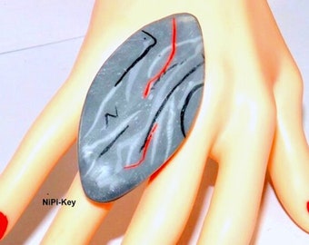 Polymer Clay ring *GREY*