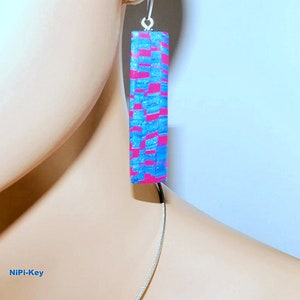 Kette zarte kurze Halskette Choker Halsreif Ohrstecker Set blau pink silber Unikat glitzernd Handarbeit GOODFEELING aus Polymer Clay, Fimo Bild 4