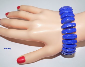 Armband wunderbares kurzes Armband blau silber Handarbeit Unikat SILBERREGEN aus Polymer Clay, Fimo