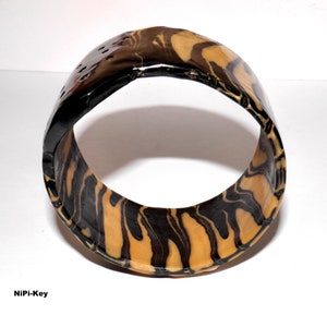 Bangle wide stylish bangle to slip on handmade unique EDELTIGER made of polymer clay, polymer clay image 4