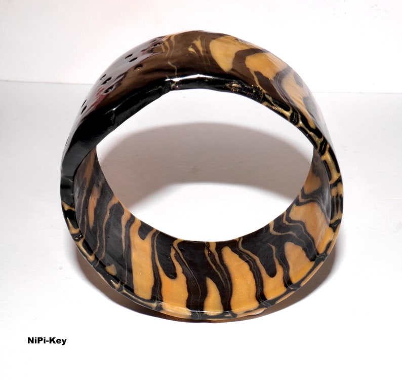 Bangle wide stylish bangle to slip on handmade unique EDELTIGER made of polymer clay, polymer clay image 4