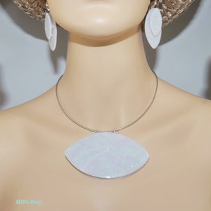 Necklace glittery short choker choker earrings in opal look with Swarovski stones without ring OPALINAS DREAM made of polymer clay, polymer clay image 4