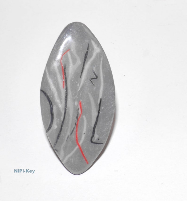 Polymer Clay ring GREY image 2