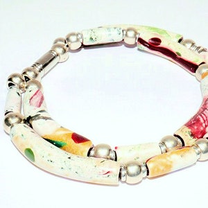 Bracelet colorful beige light MAGIC handmade unique polymer clay, polymer clay image 2