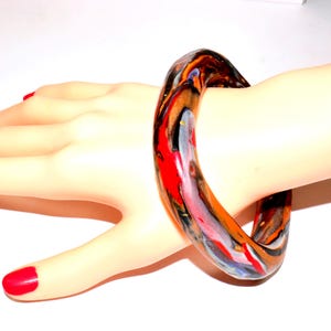 Small, colorful, handmade, unique slip-on bangle TENDER made of polymer clay, Fimo