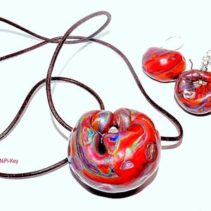 Necklace elegant long necklace earrings set colorful brown layered look handmade unique NOT FORGOTTEN made of polymer clay, Fimo,