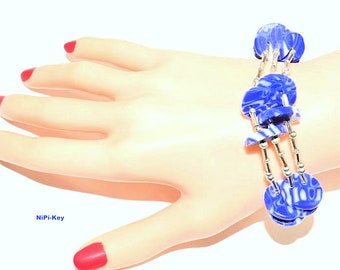 Pretty little bracelet blue white like Delft porcelain handmade unique DELFT made of polymer clay